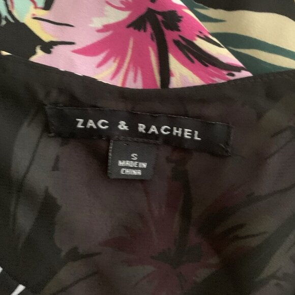 Zac & Rachel Small Black Tropical Floral Lined Sleeveless Tank Blouse Tunic NWT - Picture 6 of 10
